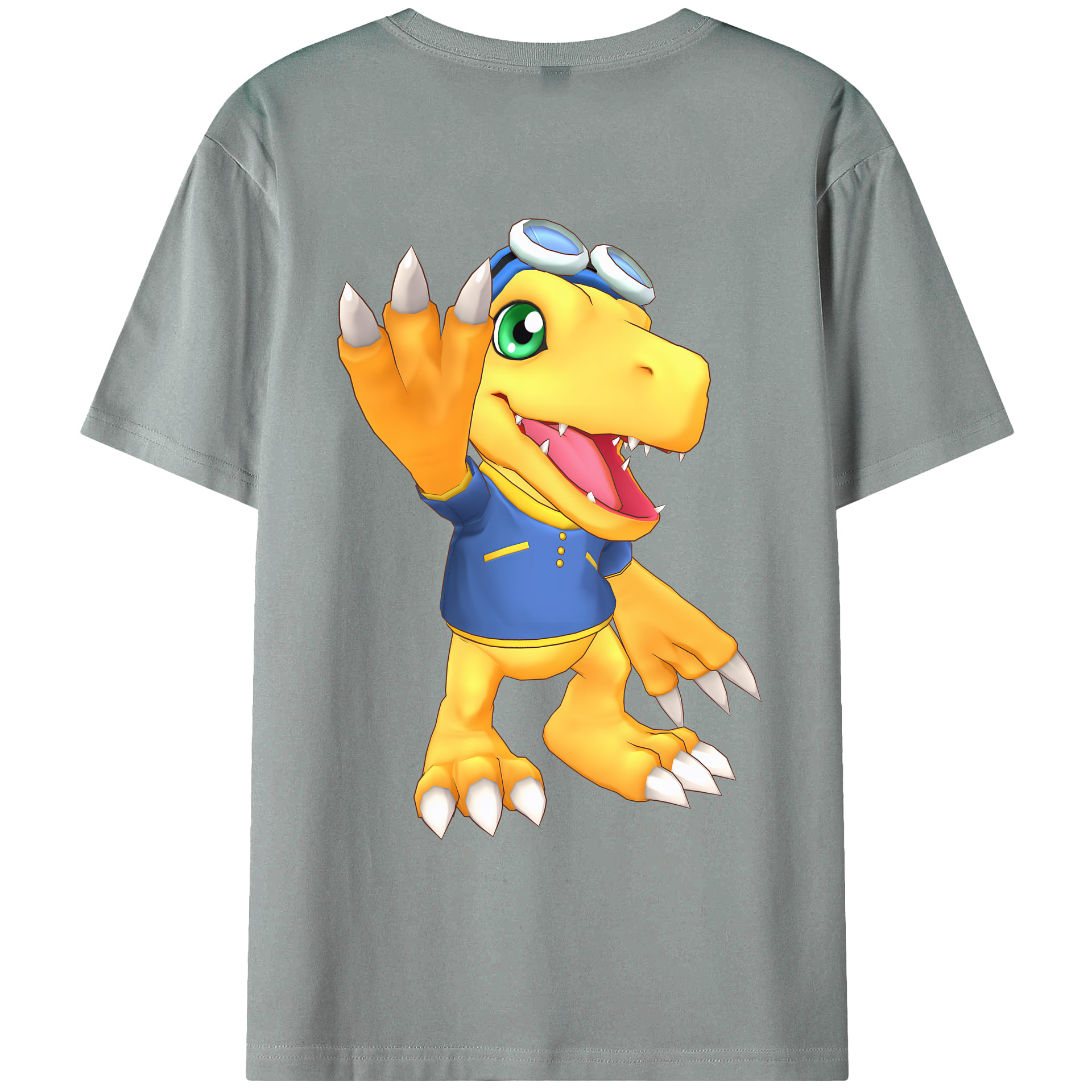 （画像用） Digimon デジタルモンスター/デジモン 綿100％ メンズ半袖Tシャツ（バックプリント） 通気性